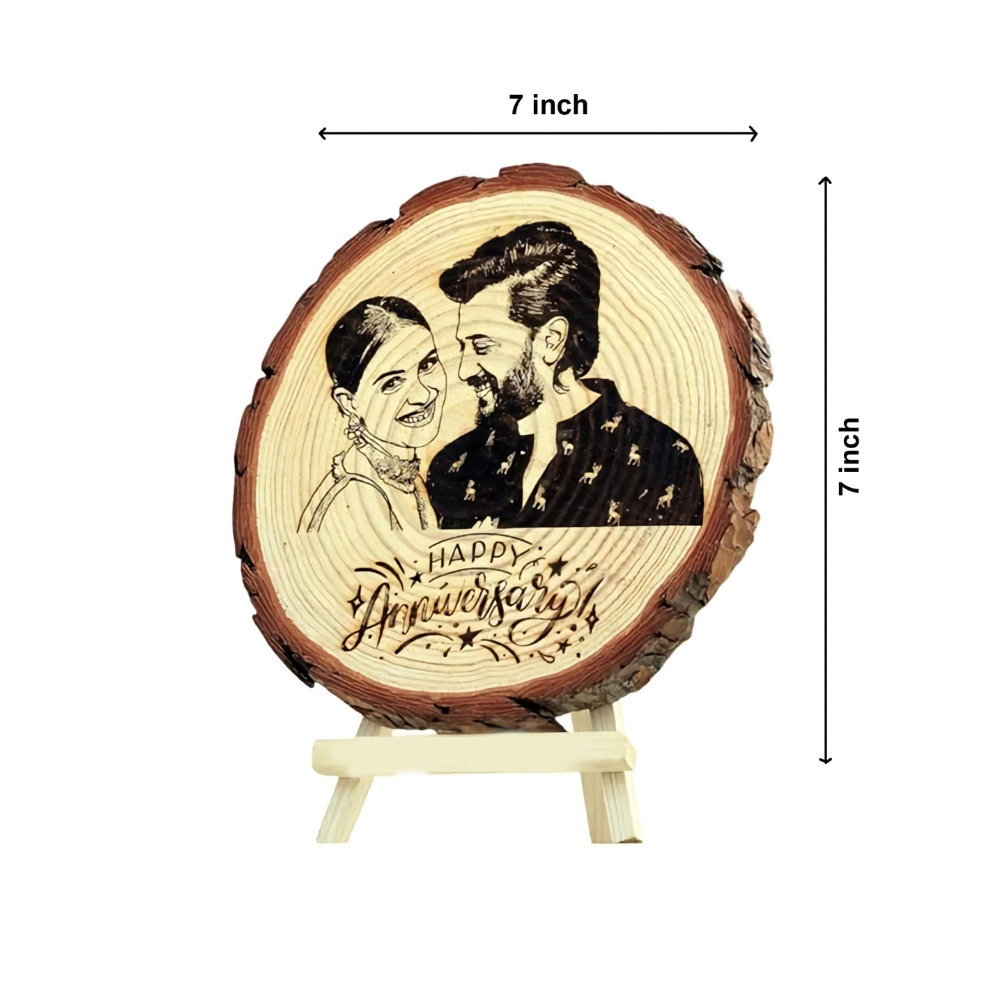 Personalized / customised Engraved Natural Wooden Slice Photo Frame with Wood Stand