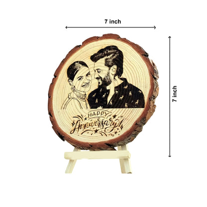 Personalized / customised Engraved Natural Wooden Slice Photo Frame with Wood Stand