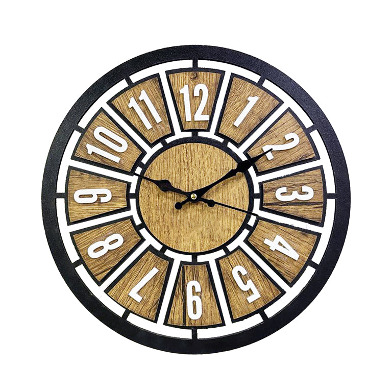 Wooden Abstract Decorative Wall Clock (11″ x 11″) black, brown