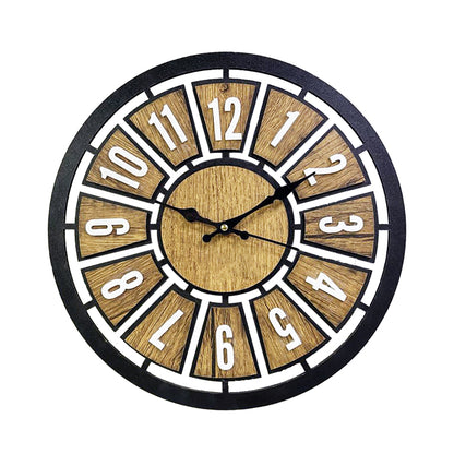 Wooden Abstract Decorative Wall Clock (11″ x 11″) black, brown