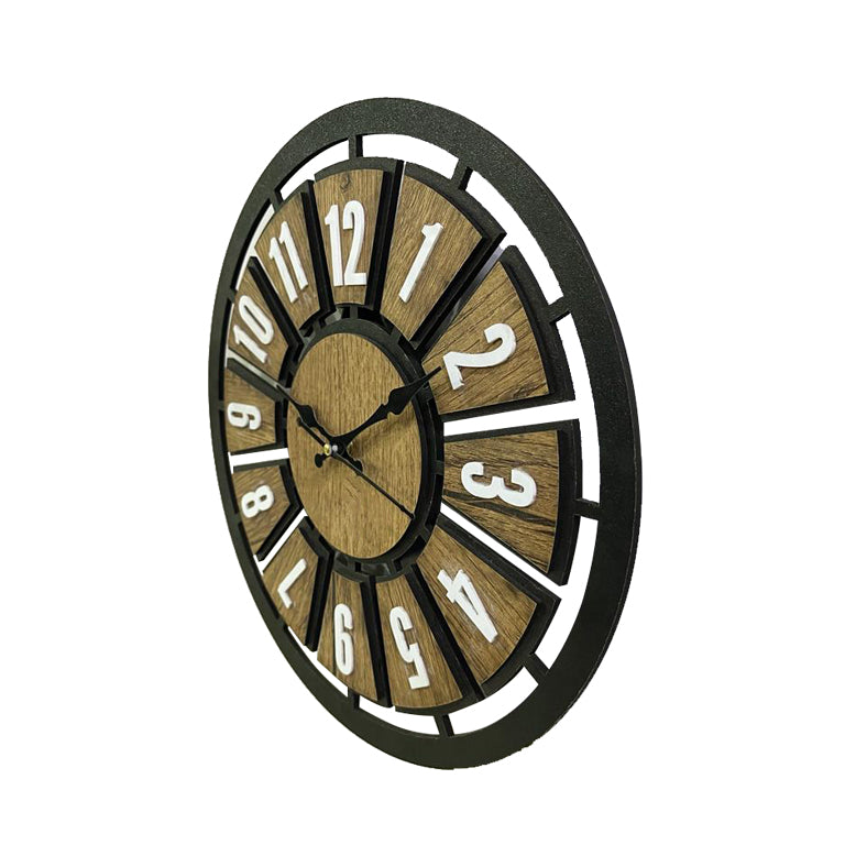 Wooden Abstract Decorative Wall Clock (11″ x 11″) black, brown
