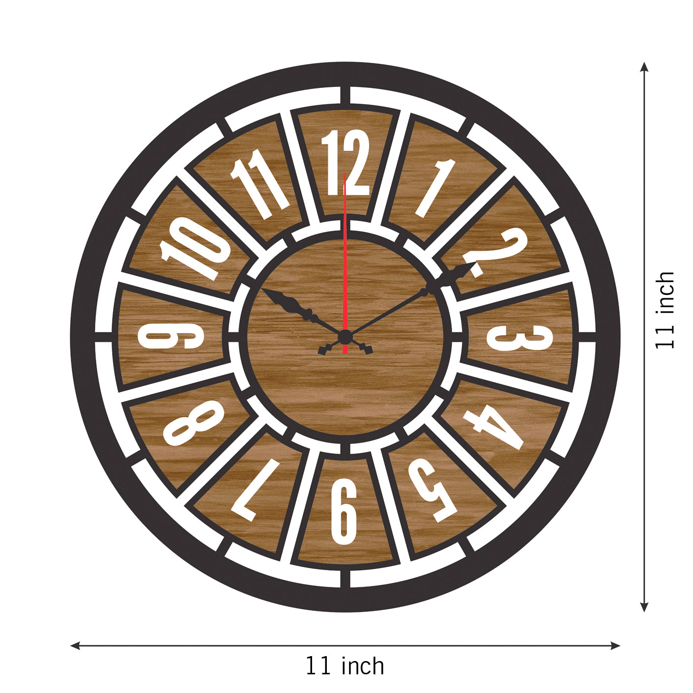 Wooden Abstract Decorative Wall Clock (11″ x 11″) black, brown