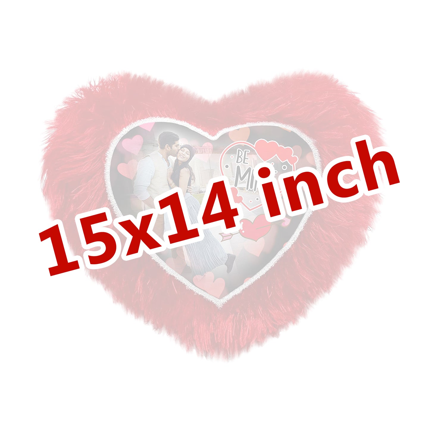 Red Fur Pillow Heart Shaped With Photo