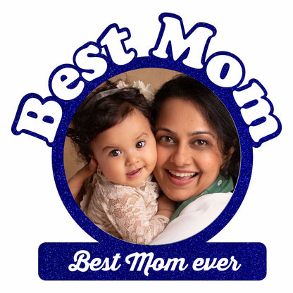 Best Mom Glittered Table Top photo frame (8″ x 8″) Blue