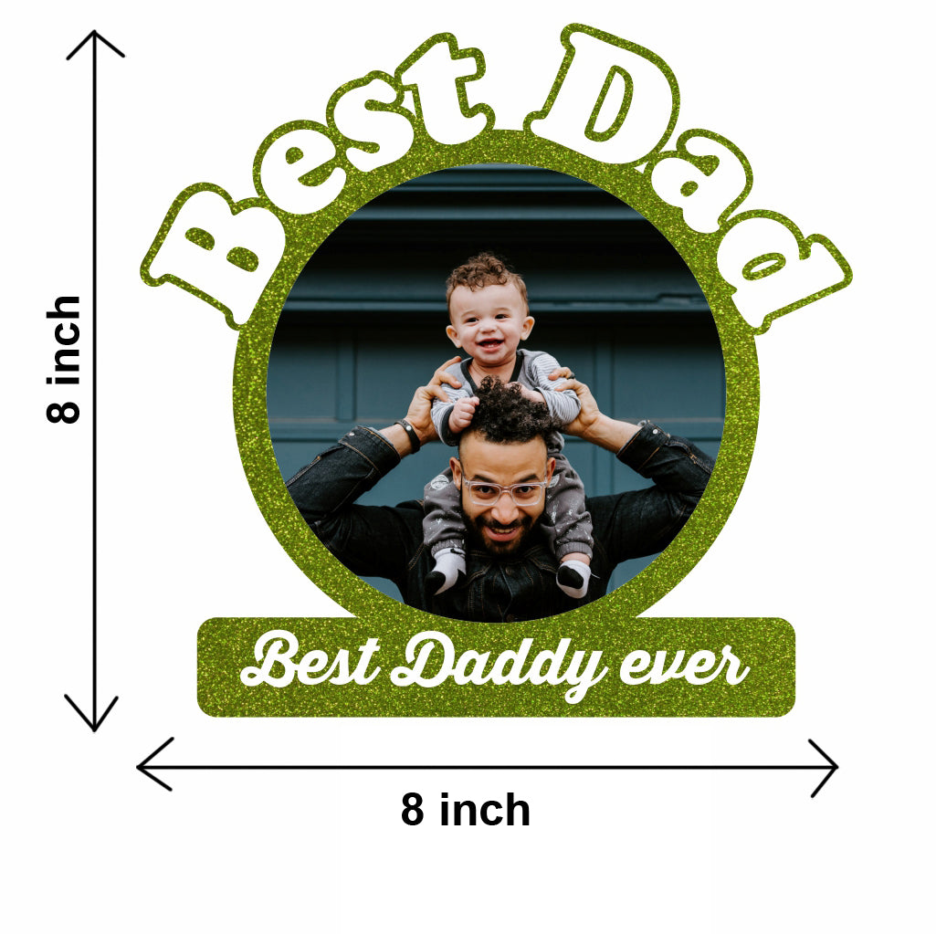 Best Dad Glittered Table Top photo frame (8″ x 8″) Green