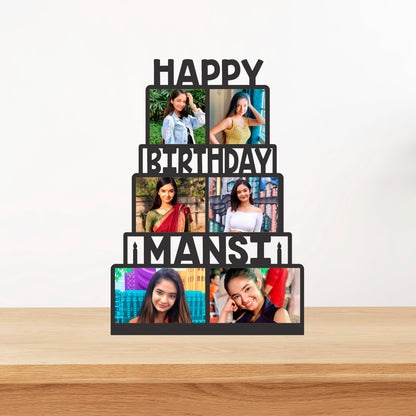 Birthday cake style customized photo frame with your name (7″x10″)