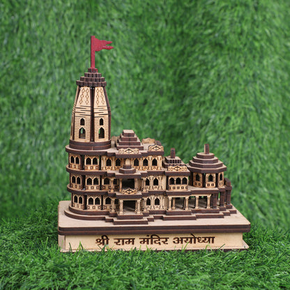 Ayodhya Shri Ram mandir Replica Model (Medium Size) Decorative Showpiece (Wood, Brown)